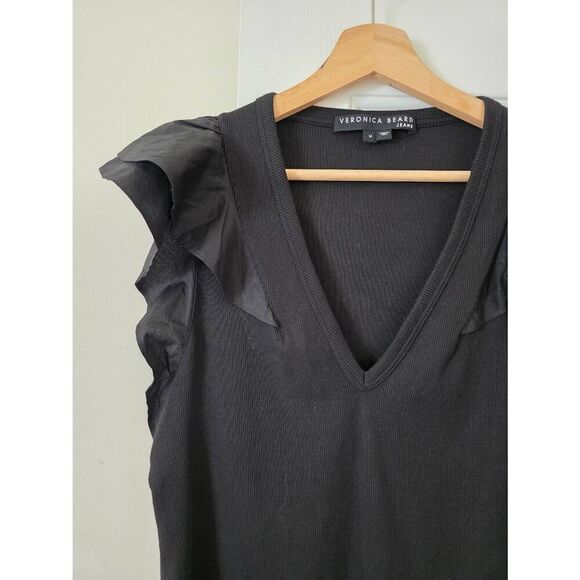 VERONICA BEARD Cathie Ruffled Top M Black $158 - Picture 3 of 9
